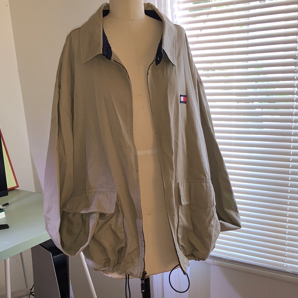 Vintage Tommy Hilfiger Men's Khaki Zip Jacket - Picture 2 of 7